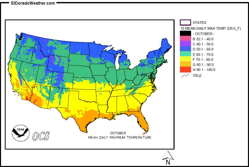 United States October Yearly Annual Mean Daily Maximum Temperature